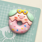 DIY Cream Cone Pig Cartoon Charms Accessories – Customizable Phone Case, Hairpin, Fridge Magnet & Keychain Set