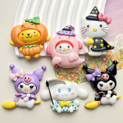 DIY Halloween Sanrio Charms Accessories – Customizable Phone Case, Hairpin, Fridge Magnet & Keychain Set