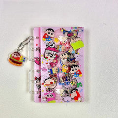 DIY Pink Crayon Shinchan Acrylic Shaky Notebook - Customizable with Trendy & Anime IP Characters