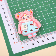 DIY Large Cartoon Glossy Beautiful Girl Charms Accessories – Customizable Phone Case, Hairpin, Fridge Magnet & Keychain Set