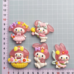 DIY Cute Meimei Cartoon Glow Charms Accessories – Customizable Phone Case, Hairpin, Fridge Magnet & Keychain Set