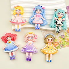 DIY Anime Girl Charms Accessories – Customizable Phone Case, Hairpin, Fridge Magnet & Keychain Set