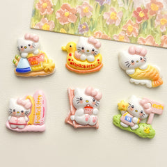 DIY Mermaid Playing Cat Charms Accessories – Customizable Phone Case, Hairpin, Fridge Magnet & Keychain Set