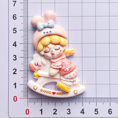 DIY Girl Riding A Rocking HorseCharms Accessories – Customizable Phone Case, Hairpin, Fridge Magnet & Keychain Set