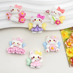 DIY Sakura Kitten Charms Accessories – Customizable Phone Case, Hairpin, Fridge Magnet & Keychain Set