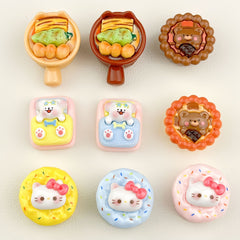 DIY Panda Egg Tart Charms Accessories – Customizable Phone Case, Hairpin, Fridge Magnet & Keychain Set