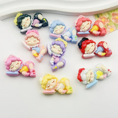 DIY Cartoon Girl In Costume Sleeping With Eyes Closed Charms Accessories – Customizable Phone Case, Hairpin, Fridge Magnet & Keychain Set