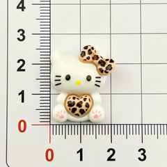 DIY Cute Leopard Print KT Cat Charms Accessories – Customizable Phone Case, Hairpin, Fridge Magnet & Keychain Set