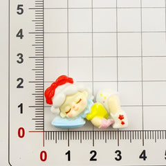 DIY Cartoon Girl In Costume Sleeping With Eyes Closed Charms Accessories – Customizable Phone Case, Hairpin, Fridge Magnet & Keychain Set