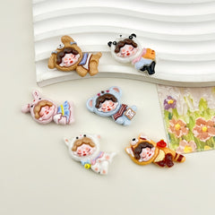 DIY Cute Pajamas Little Wen Girl Charms Accessories – Customizable Phone Case, Hairpin, Fridge Magnet & Keychain Set