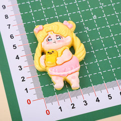 DIY Large Cartoon Glossy Beautiful Girl  Charms Accessories – Customizable Phone Case, Hairpin, Fridge Magnet & Keychain Set