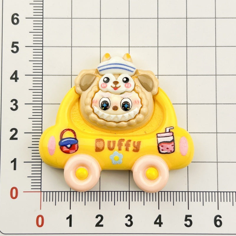 Cartoon Car And Figurine diy Cream Glue Handmade Hair Clip Refrigerator Magnet Keychain Jewelry Resin Accessories