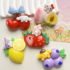 DIY Fruit Sanrio Cartoon Charms Accessories – Customizable Phone Case, Hairpin, Fridge Magnet & Keychain Set