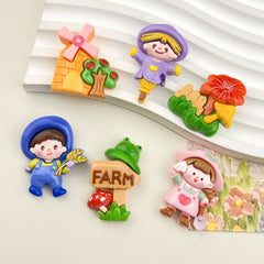 DIY Cartoon Pastoral Harvest Series Charms Accessories – Customizable Phone Case, Hairpin, Fridge Magnet & Keychain Set