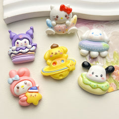 DIY Cartoon Planet Sanrio Charms Accessories – Customizable Phone Case, Hairpin, Fridge Magnet & Keychain Set