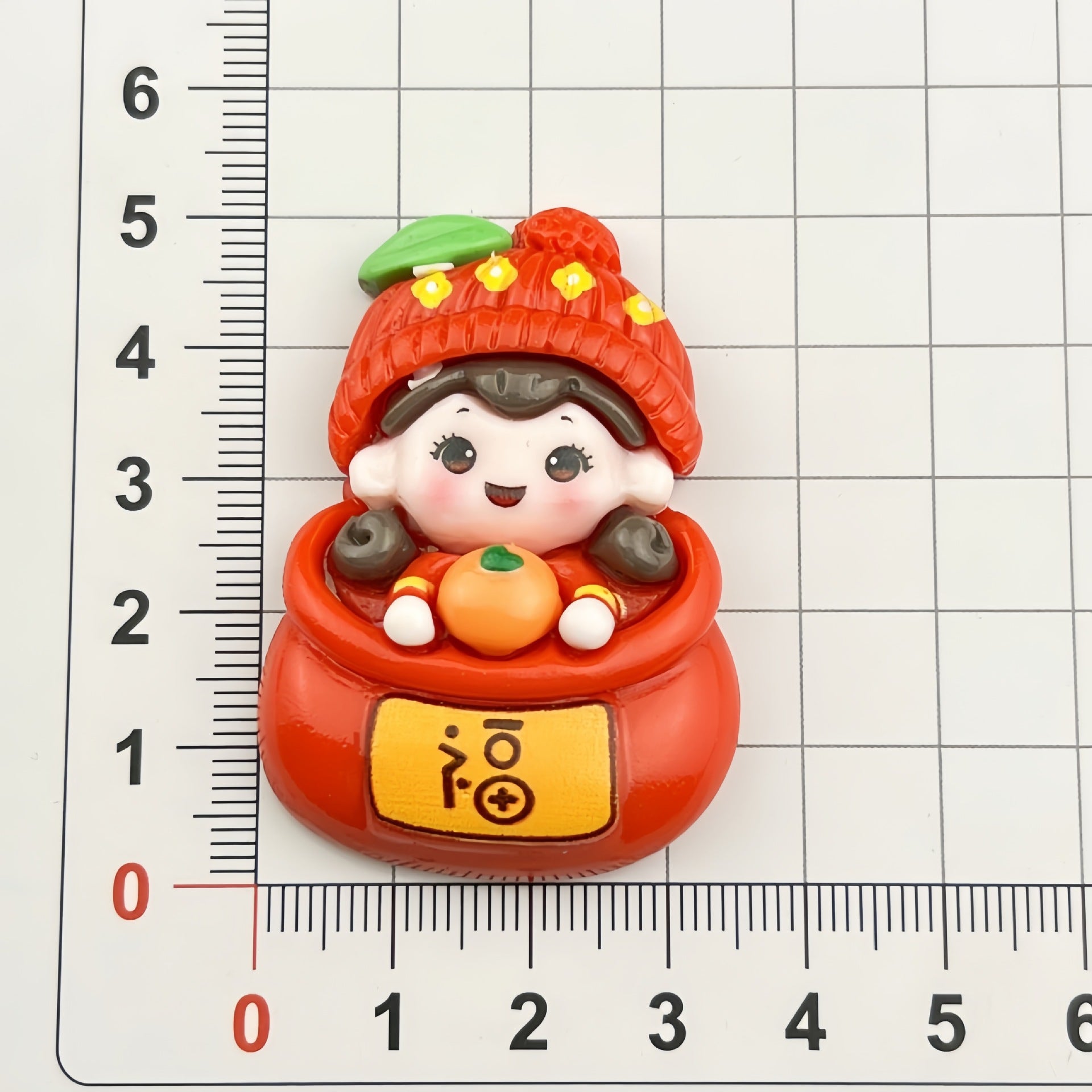 DIY  Cartoon Big Card Glossy New Year Style Lucky Girl Charms Accessories – Customizable Phone Case, Hairpin, Fridge Magnet & Keychain Set