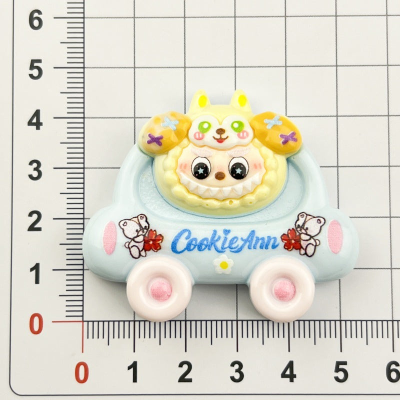 Cartoon Car And Figurine diy Cream Glue Handmade Hair Clip Refrigerator Magnet Keychain Jewelry Resin Accessories