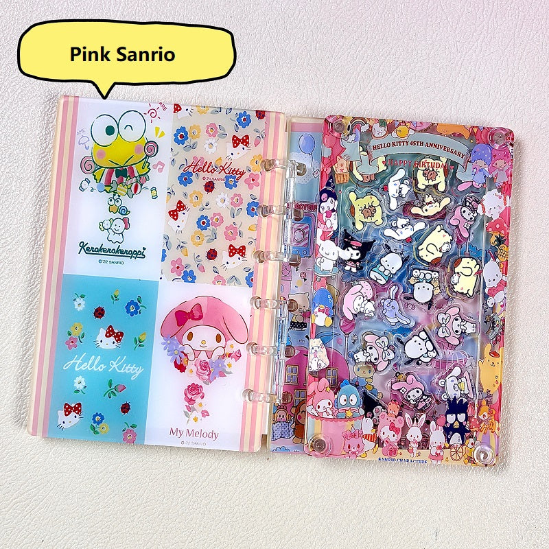 DIY Pink Sanrio Acrylic Shaky Notebook - Customizable with Trendy & Anime IP Characters