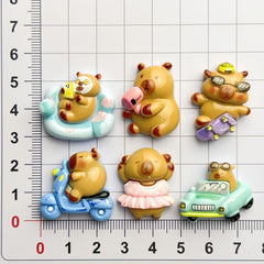 DIY Play Capybara Charms Accessories – Customizable Phone Case, Hairpin, Fridge Magnet & Keychain Set