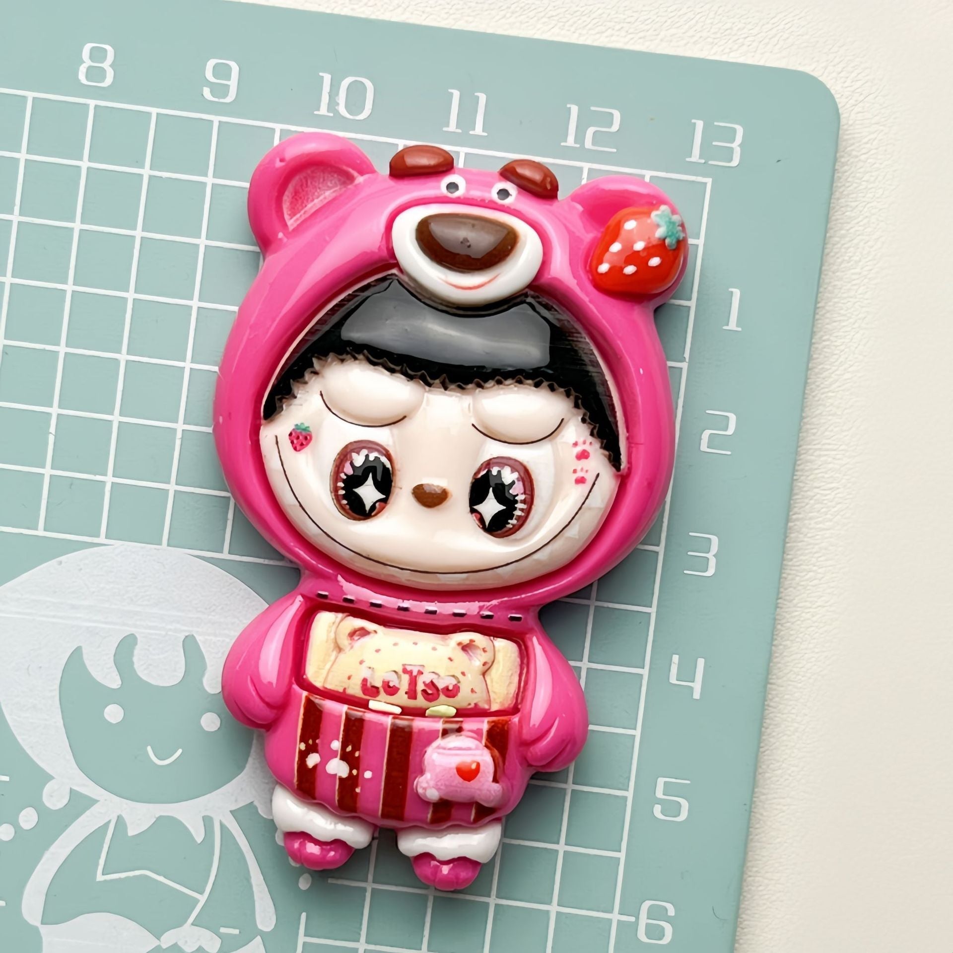 DIY Strawberry Bear  Charms Accessories – Customizable Phone Case, Hairpin, Fridge Magnet & Keychain Set