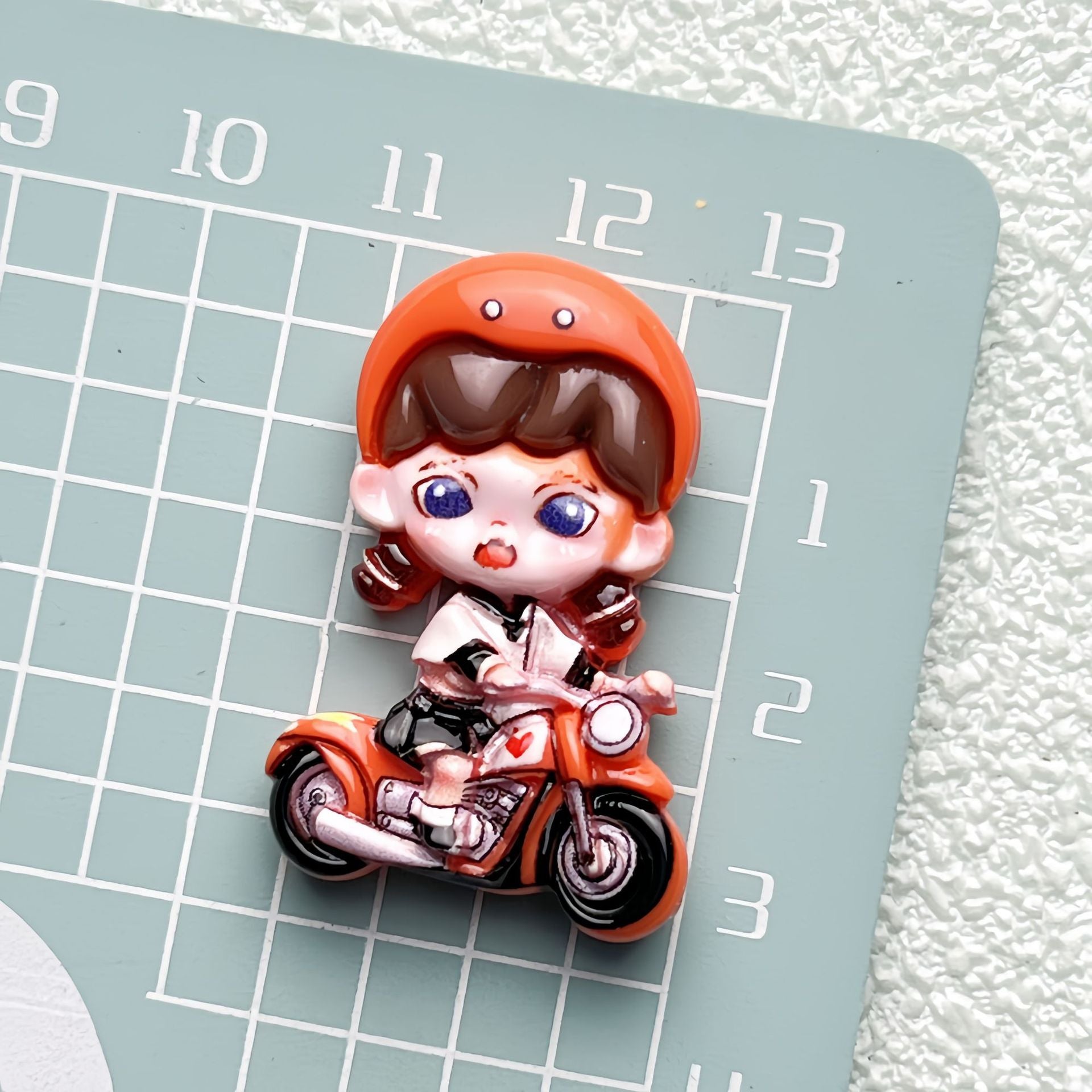 DIY  Girl Riding a Bike Charms Accessories – Customizable Phone Case, Hairpin, Fridge Magnet & Keychain Set