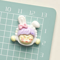 DIY Rabbit Ears Girl Charms Accessories – Customizable Phone Case, Hairpin, Fridge Magnet & Keychain Set