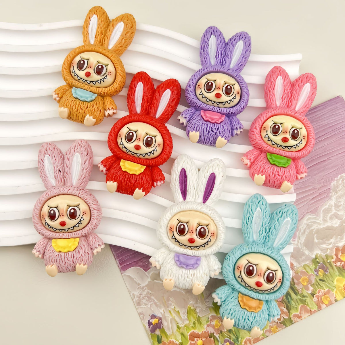 DIY Rabbit Ear Hat Charms Accessories – Customizable Phone Case, Hairpin, Fridge Magnet & Keychain Set