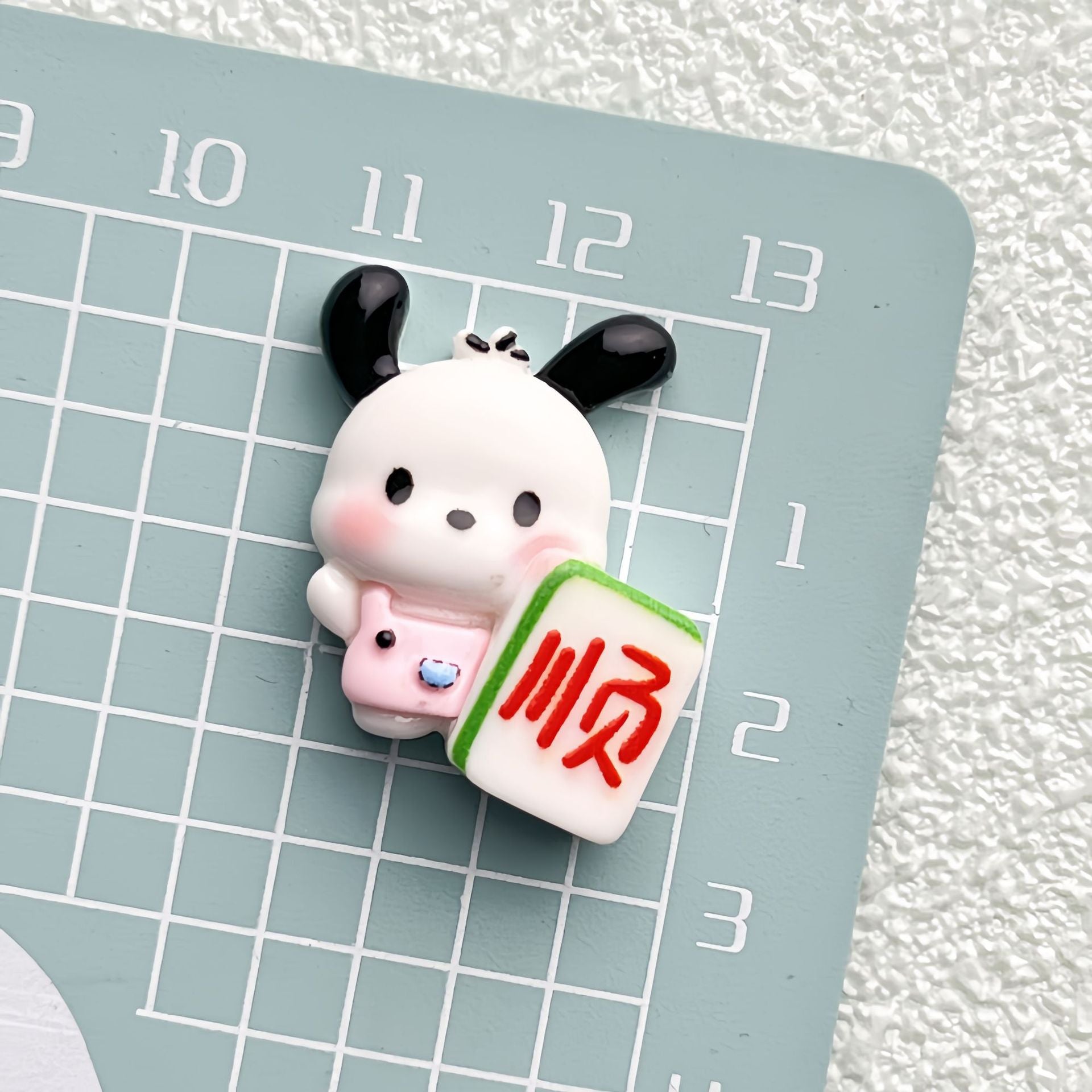 DIY Mahjong Puppy Charms Accessories – Customizable Phone Case, Hairpin, Fridge Magnet & Keychain Set