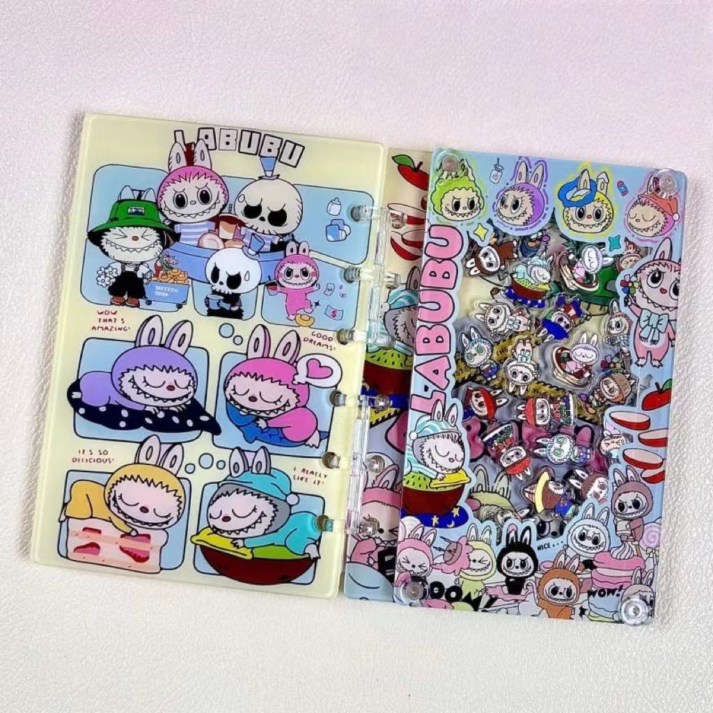 DIY Blue Labubu Acrylic Shaky Notebook - Customizable with Trendy & Anime IP Characters