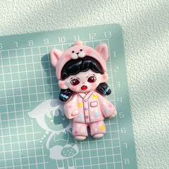 DIY Cute Girl With Charms Accessories – Customizable Phone Case, Hairpin, Fridge Magnet & Keychain Set