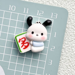 DIY Mahjong Puppy Charms Accessories – Customizable Phone Case, Hairpin, Fridge Magnet & Keychain Set