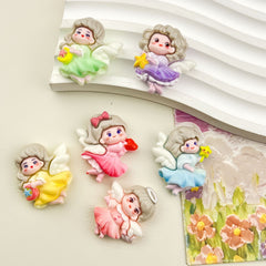 DIY Cartoon Cute Angel Girl Charms Accessories – Customizable Phone Case, Hairpin, Fridge Magnet & Keychain Set