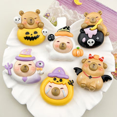 DIY Cartoon Halloween Capy Charms Accessories – Customizable Phone Case, Hairpin, Fridge Magnet & Keychain Set
