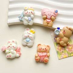 DIY Small Cute Bunny Charms Accessories – Customizable Phone Case, Hairpin, Fridge Magnet & Keychain Set