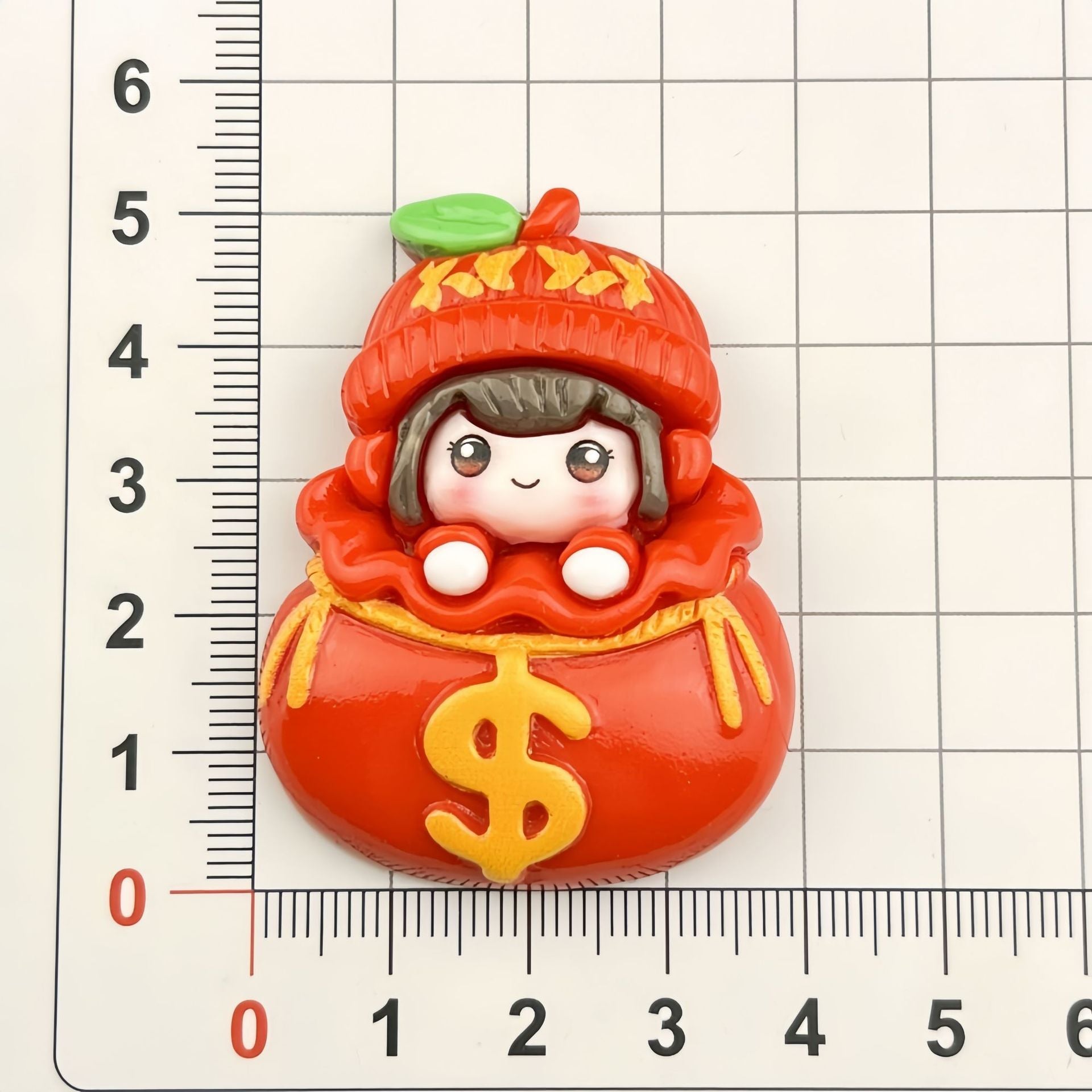DIY  Cartoon Big Card Glossy New Year Style Lucky Girl Charms Accessories – Customizable Phone Case, Hairpin, Fridge Magnet & Keychain Set