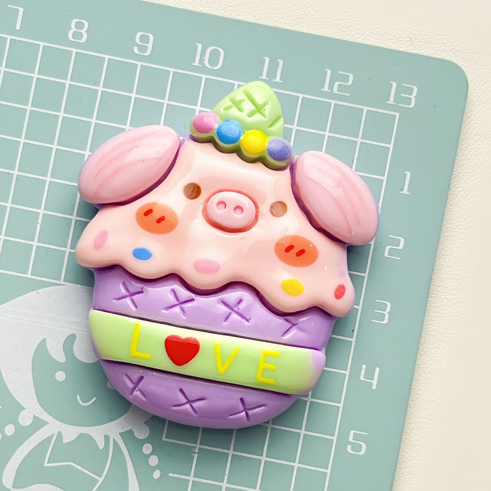 DIY  Cream Cone Pig Cartoon  Charms Accessories – Customizable Phone Case, Hairpin, Fridge Magnet & Keychain Set