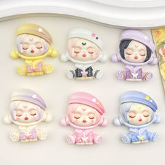 DIY  Cartoon Gradient Hat Bubble Girl Charms Accessories – Customizable Phone Case, Hairpin, Fridge Magnet & Keychain Set