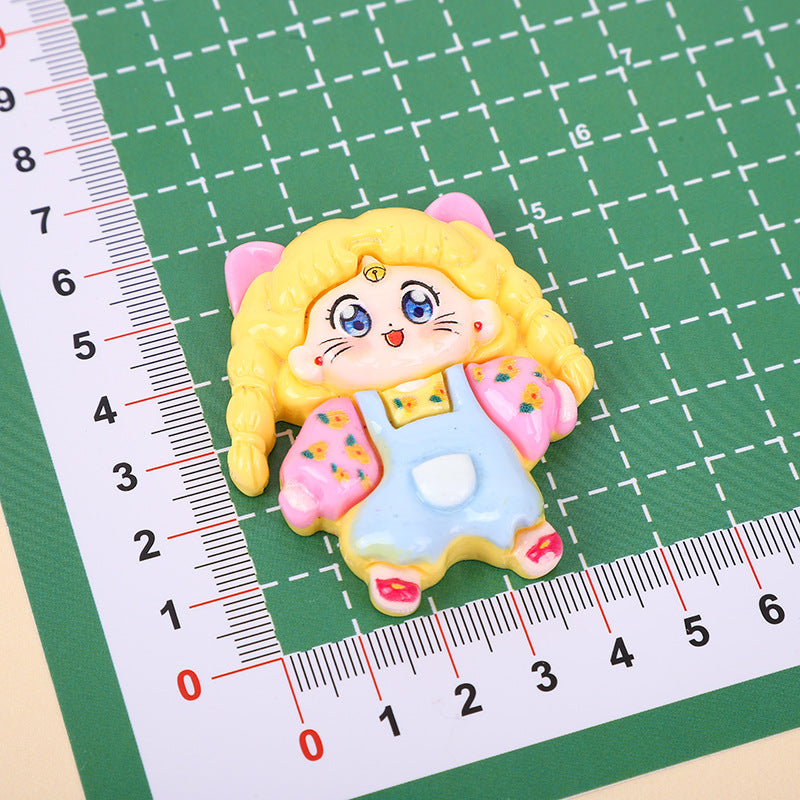 DIY Large Cartoon Glossy Beautiful Girl  Charms Accessories – Customizable Phone Case, Hairpin, Fridge Magnet & Keychain Set