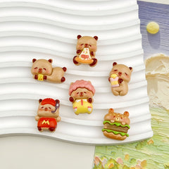 DIY Cute Burger Capibara Charms Accessories – Customizable Phone Case, Hairpin, Fridge Magnet & Keychain Set