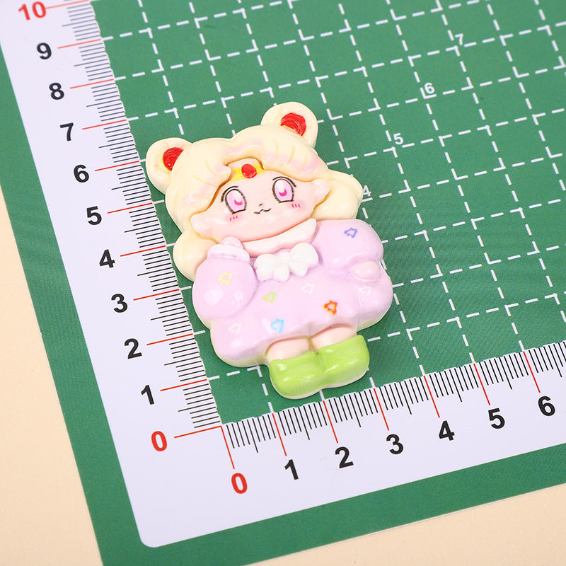 DIY Large Cartoon Glossy Beautiful Girl  Charms Accessories – Customizable Phone Case, Hairpin, Fridge Magnet & Keychain Set