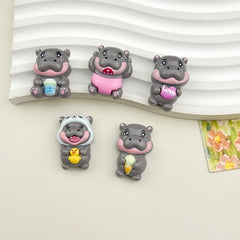 DIY Quirky Hippo Charms Accessories – Customizable Phone Case, Hairpin, Fridge Magnet & Keychain Set