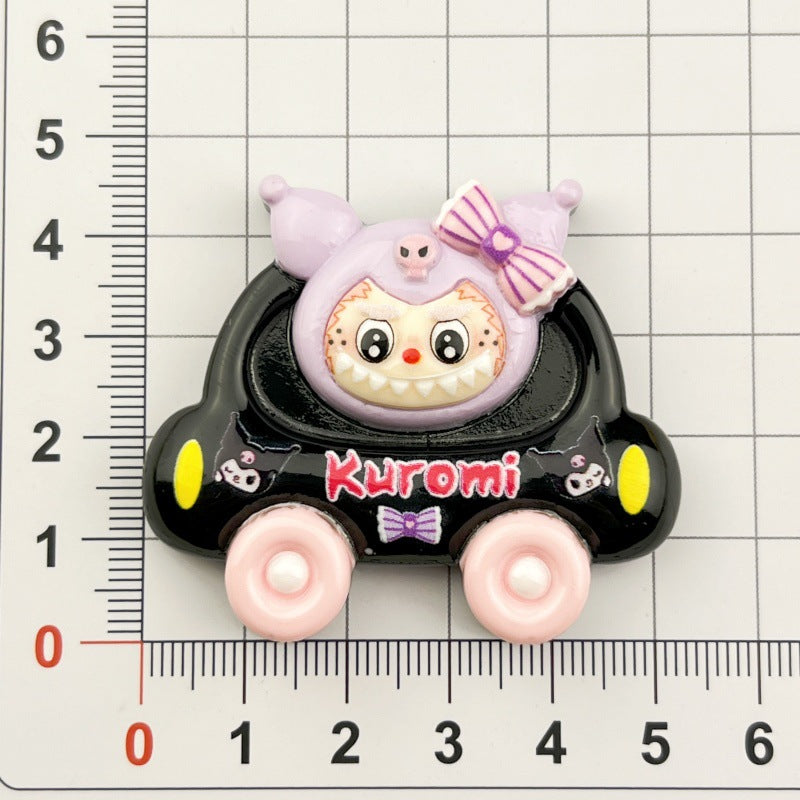 Cartoon Car And Figurine diy Cream Glue Handmade Hair Clip Refrigerator Magnet Keychain Jewelry Resin Accessories