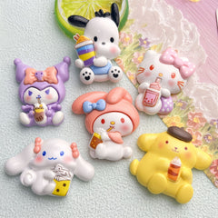DIY Animal Drinking Milk Tea Charms Accessories – Customizable Phone Case, Hairpin, Fridge Magnet & Keychain Set