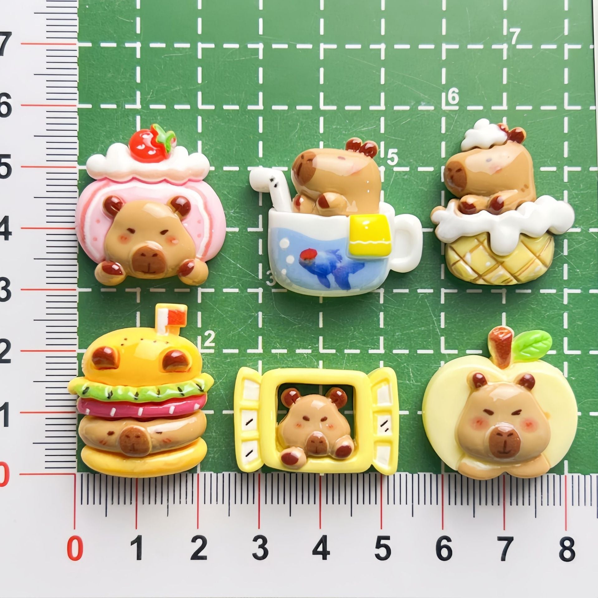 DIY  Cute Dessert Capybara Charms Accessories – Customizable Phone Case, Hairpin, Fridge Magnet & Keychain Set