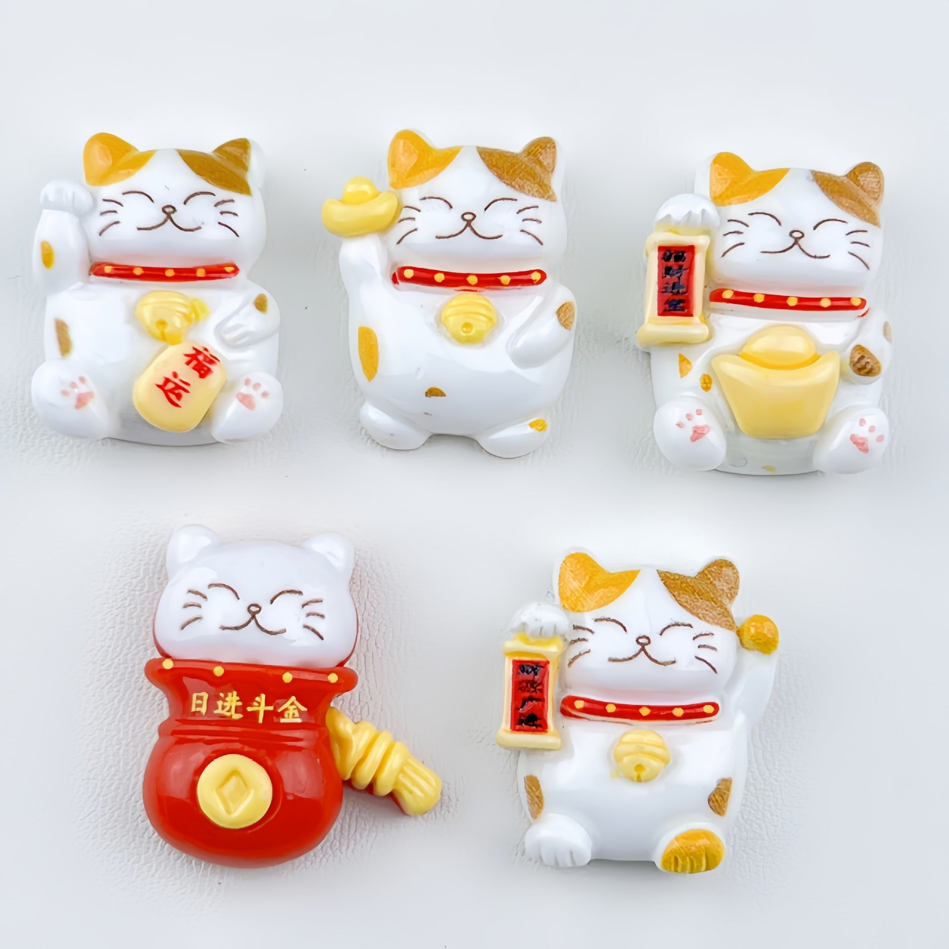 DIY Cute Lucky Cat Charms Accessories – Customizable Phone Case, Hairpin, Fridge Magnet & Keychain Set