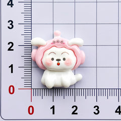 DIY Multicolor Hat Little White Dog Charms Accessories – Customizable Phone Case, Hairpin, Fridge Magnet & Keychain Set