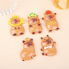 DIY Cute Cartoon Glossy Capybara Charms Accessories – Customizable Phone Case, Hairpin, Fridge Magnet & Keychain Set