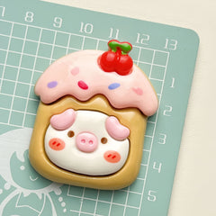 DIY  Cream Cone Pig Cartoon  Charms Accessories – Customizable Phone Case, Hairpin, Fridge Magnet & Keychain Set