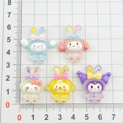 DIY Luminous Rabbit Charms Accessories – Customizable Phone Case, Hairpin, Fridge Magnet & Keychain Set