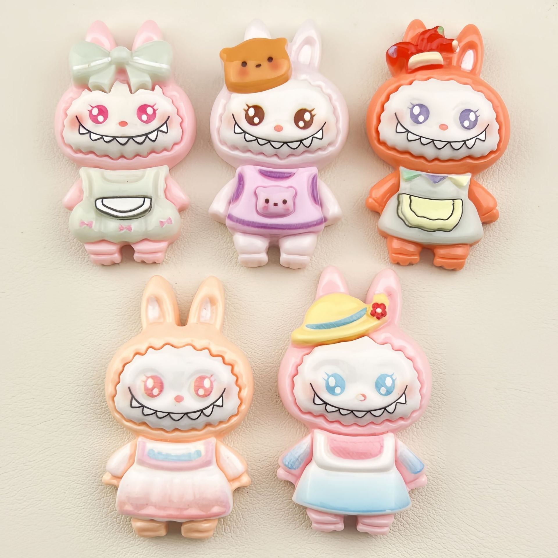 DIY Big Card Bowknot Cute Big Mouth Doll Cartoon Charms Accessories – Customizable Phone Case, Hairpin, Fridge Magnet & Keychain Set
